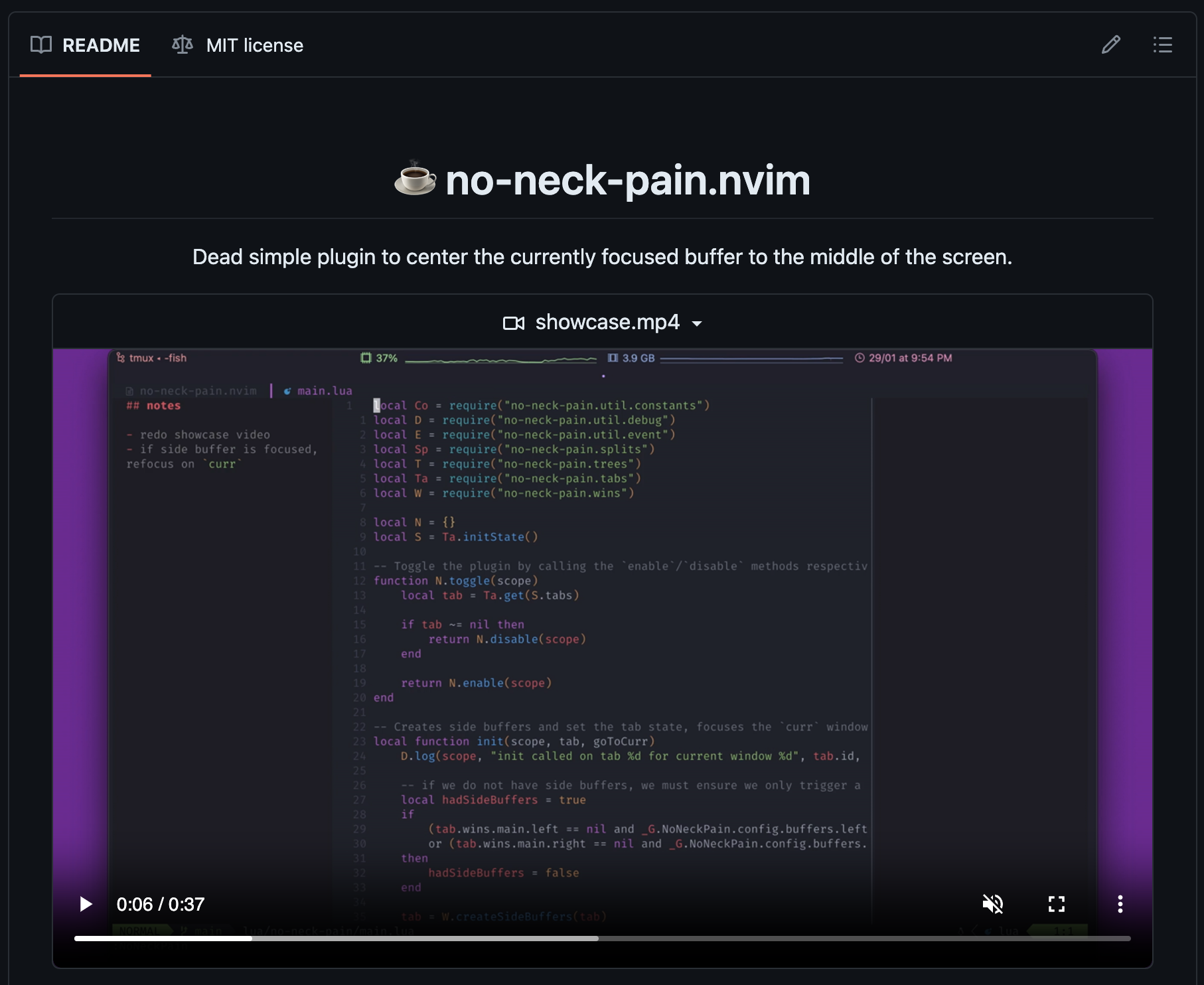 Screenshot of no-neck-pain's README